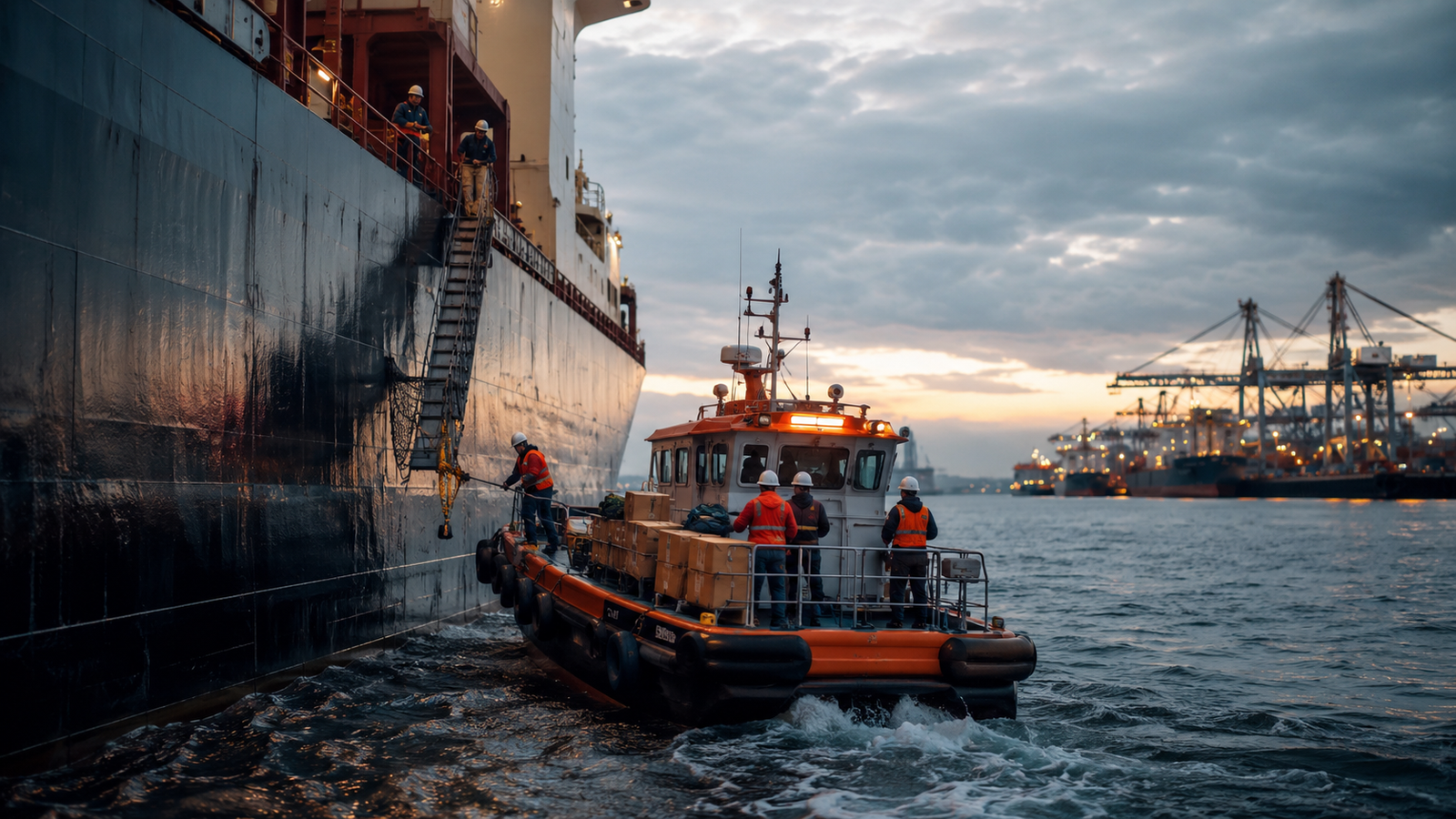 İstanbul Boğazı'nda transit geçiş yapan ticari gemiye teknik tedarik hazırlığı